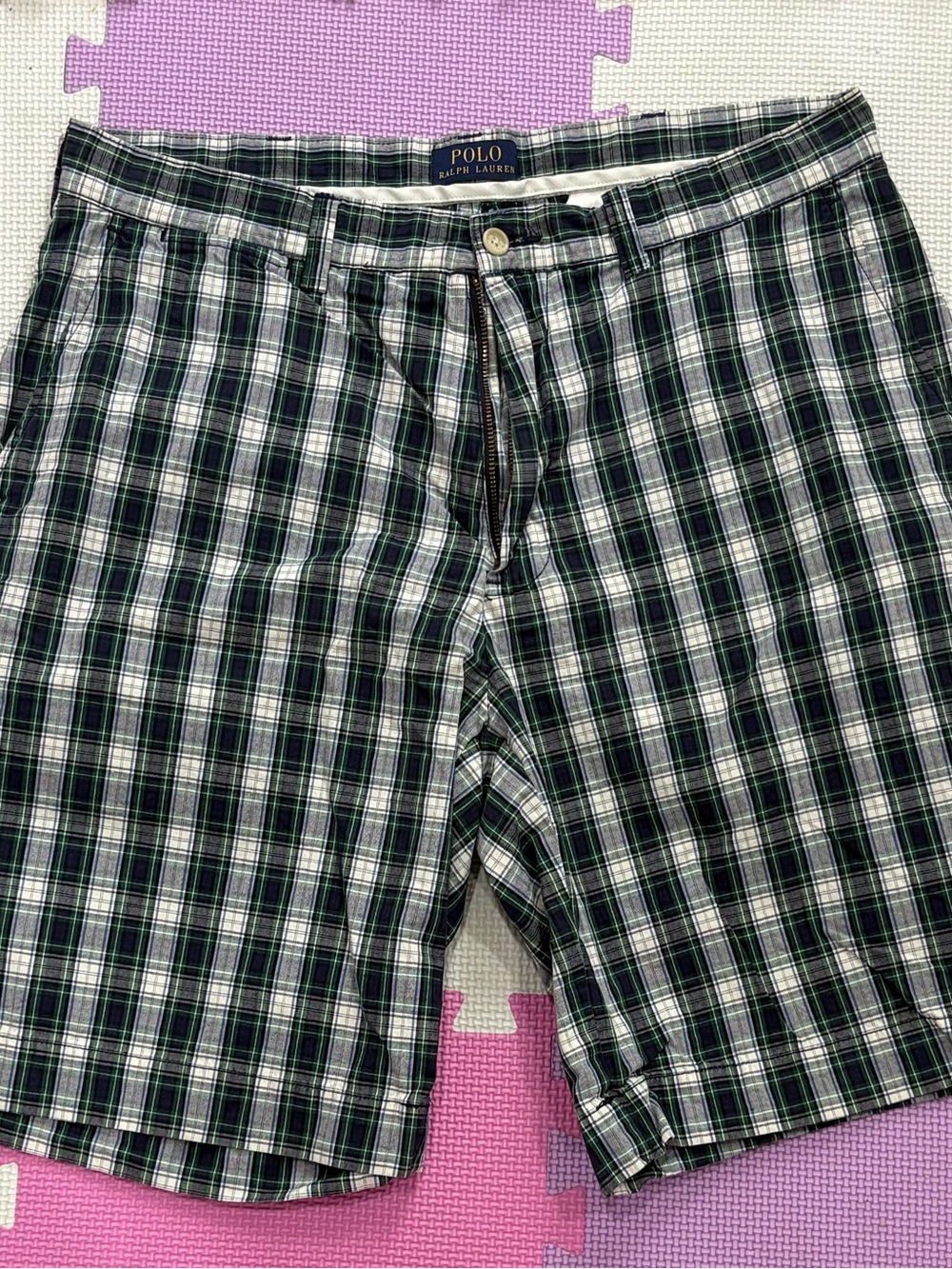Polo by Ralph Lauren Navy and Green Plaid Men's Shorts